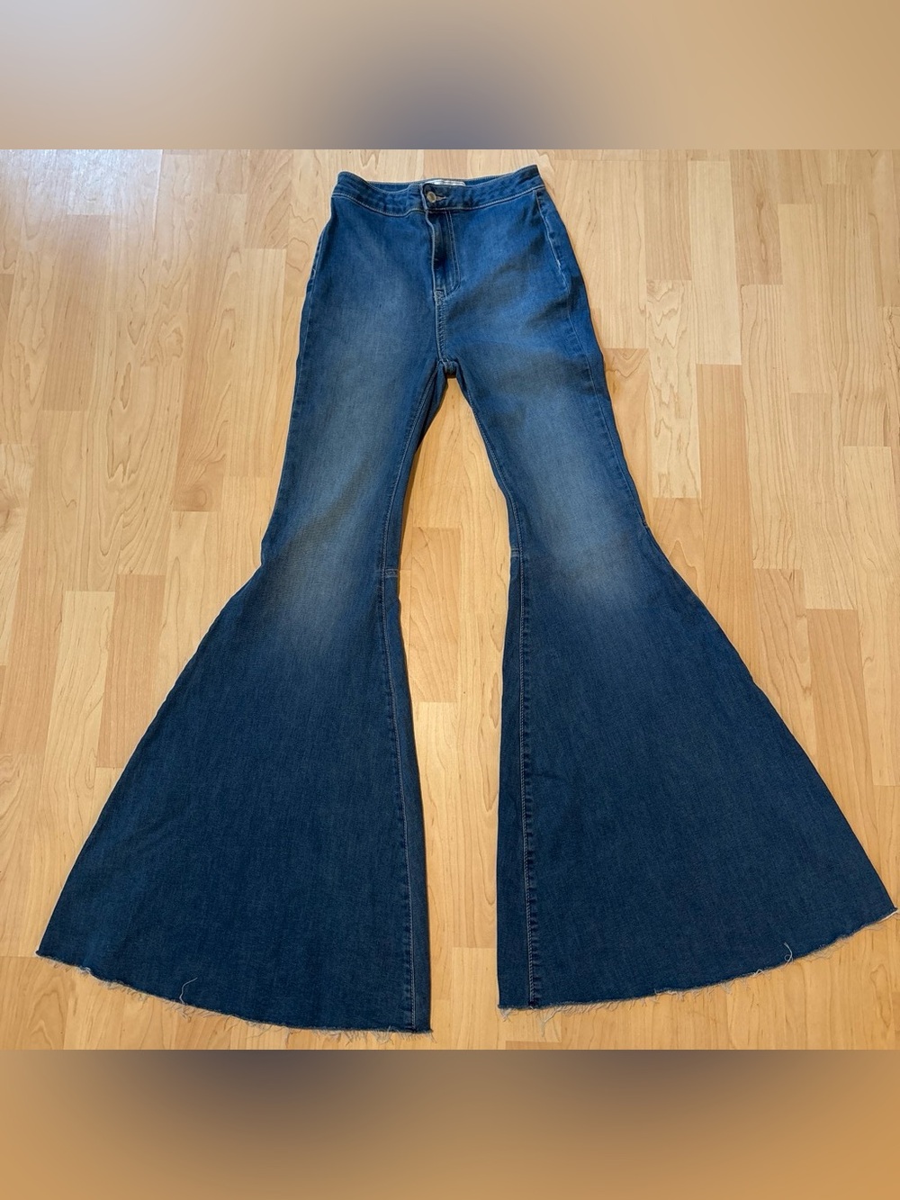 Free People Dark Blue Denim Extreme Flare Jeans